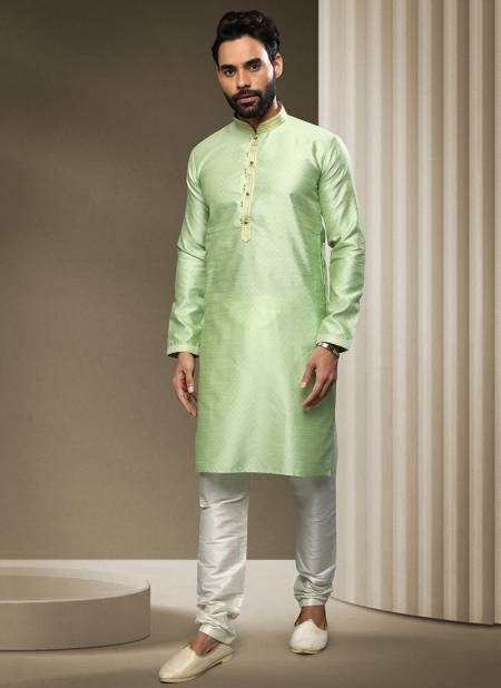 Parrot Green Colour New Ethnic Wear Mens Jacquard silk Kurta Pajama Collection 1544